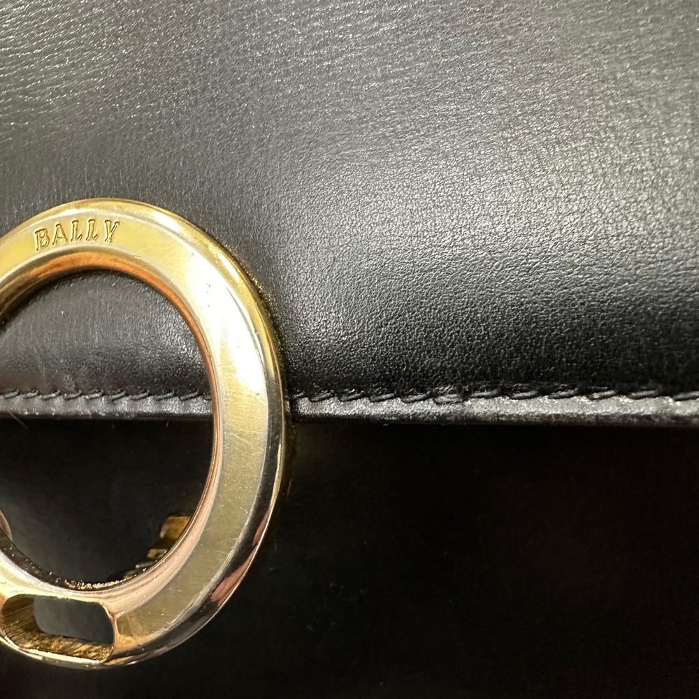 Vintage Bally Black Calfskin Top Handle Bag with Ring Hardware | 60s-70s - Picture 8 of 14